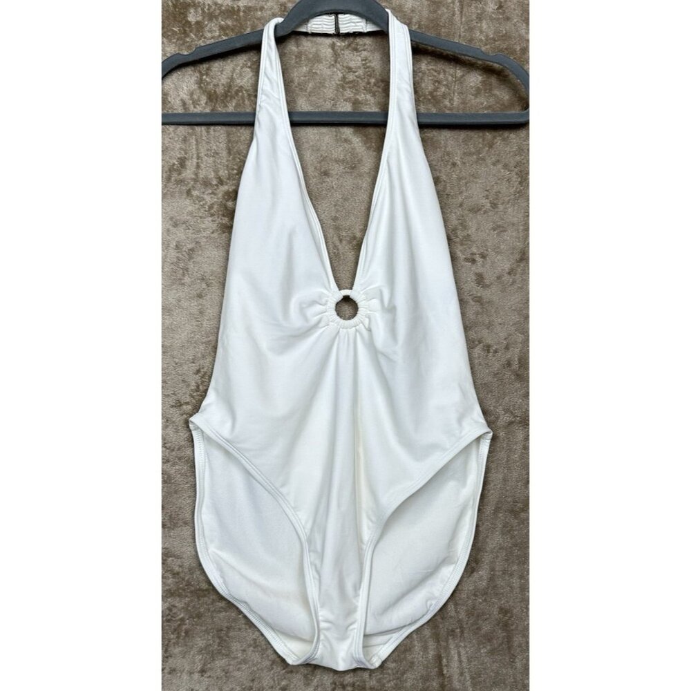 La Blanca By Rod Beattie Womens White Key Hole One Piece High Cut NWOT Size 14